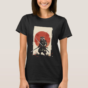 Schattige samoerai wasbeer krijger Japan zon katan T-shirt