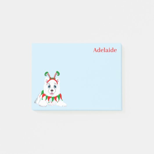 Schattige Samoyed Elf Met Grappige Hoofdband. Post-it® Notes (Voorkant)