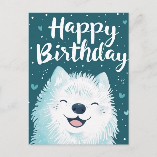 Schattige Samoyed Gefeliciteerd Briefkaart (Voorkant)