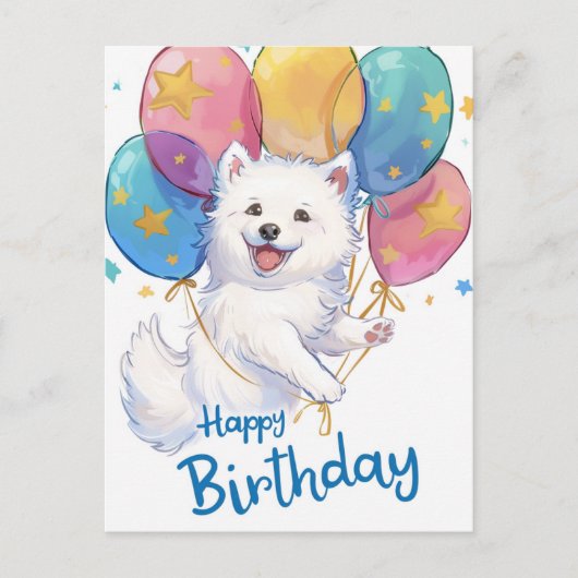 Schattige Samoyed Gefeliciteerd Briefkaart (Voorkant)