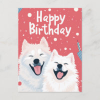 Schattige Samoyed Happy Birthday
