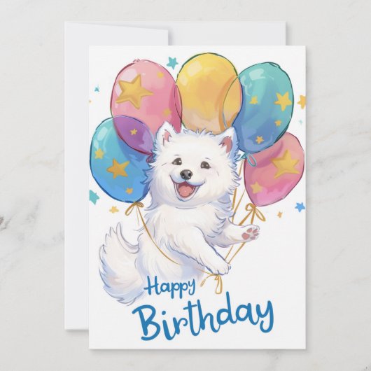 Schattige Samoyed Happy Birthday Feestdagenkaart (Voorkant)