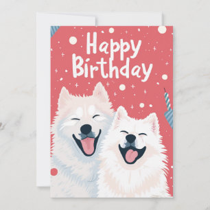 Schattige Samoyed Happy Birthday Feestdagenkaart