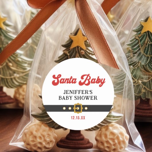 Schattige Santa Baby Holiday Baby shower Ronde Sticker