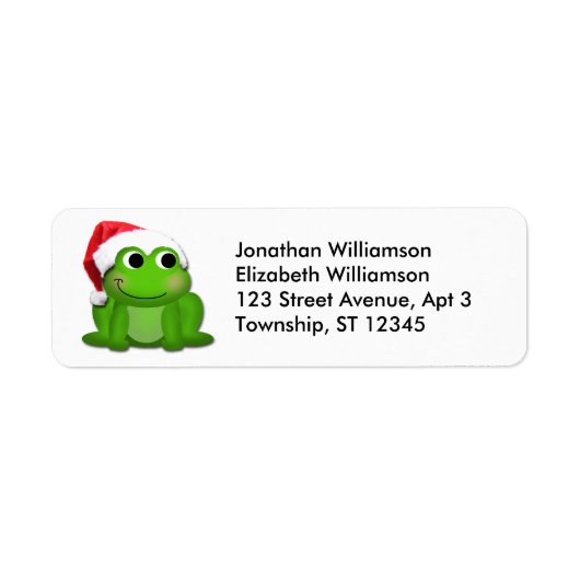 Schattige Santa Hat Frog Christmas Return Adres La Etiket (Voorkant)