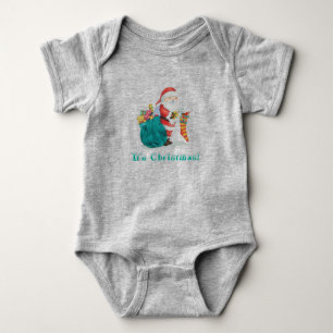 schattige santa klaar voor kerstmis romper