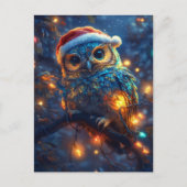 Schattige Santa Owl en verlichting Briefkaart (Voorkant)