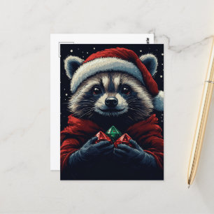 Schattige Santa Raccoon Briefkaart