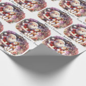 Schattige Santa Reindeer Voeg de naam van het kind Cadeaupapier (Hoek)