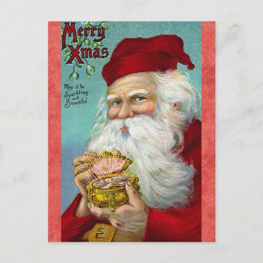 Schattige  Santa Retro Christmas Briefkaart (Voorkant)