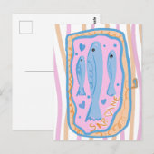 Schattige Sardine Kunst Briefkaart (Voorkant / Achterkant)