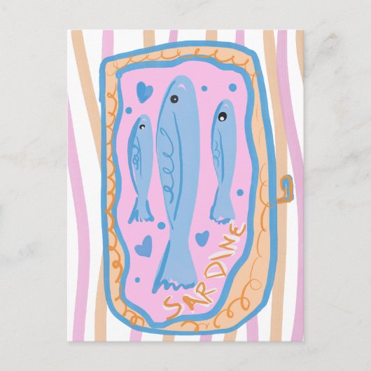 Schattige Sardine Kunst Briefkaart (Voorkant)