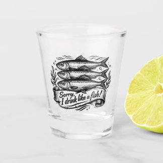Schattige sardine vis citaat shot glas