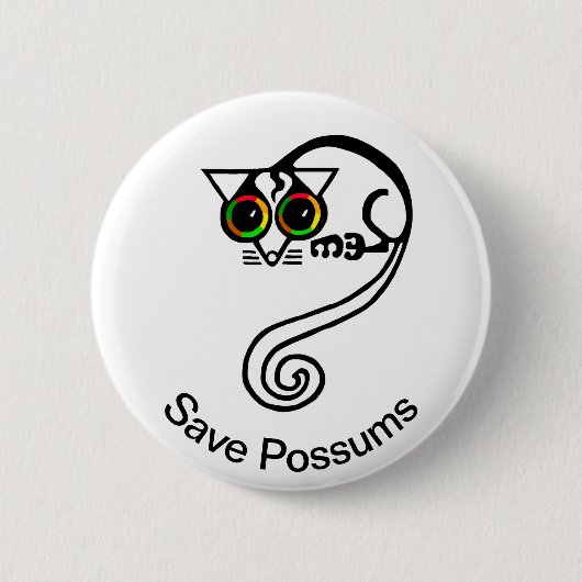 Schattige Save POSSUMS- Bedreigde dieren - Ronde Button 5,7 Cm (Voorkant)
