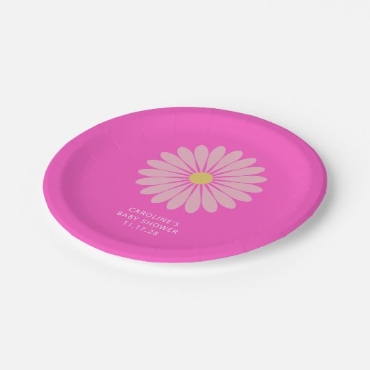 Schattige Scandinavisch bloemenroze Baby shower Cu Papieren Bordje (Gekanteld)