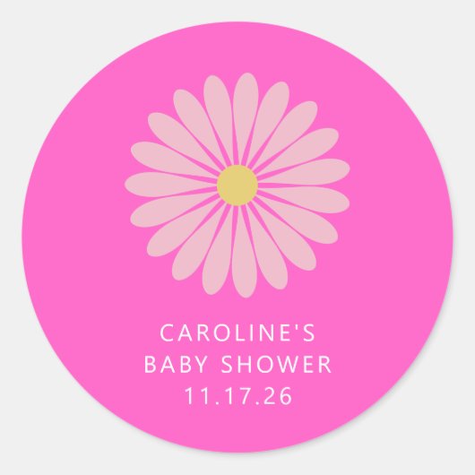 Schattige Scandinavisch bloemenroze Baby shower Cu Ronde Sticker (Voorkant)