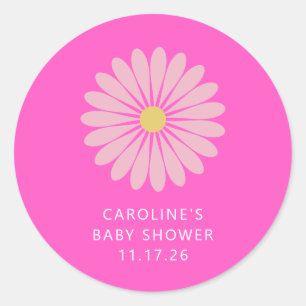 Schattige Scandinavisch bloemenroze Baby shower Cu Ronde Sticker