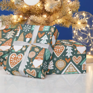 Schattige Scandinavische Kabouters Gemberkookdorp Cadeaupapier
