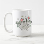 schattige schaafdame voegt tekst toe koffiemok (Links)