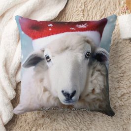Schattige Schaap Dragen Rood Pet Kerst Kussen