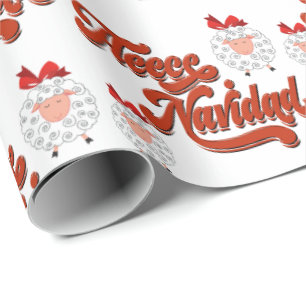 Schattige schaap en fleece Navidad Cadeaupapier