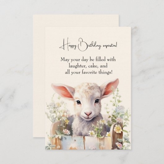 Schattige schaap genesteld in een doos (Voorkant / Achterkant)