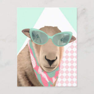 Schattige schaap met bril briefkaart