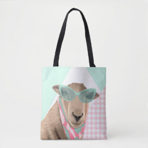 Schattige schaap met bril draagtas