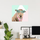 Schattige schaap met bril poster (Thuiskantoor)