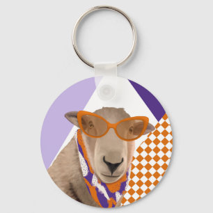 Schattige schaap met bril sleutelhanger