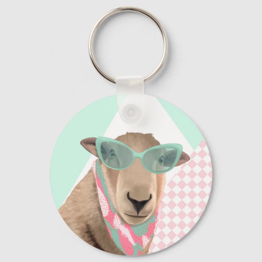 Schattige schaap met bril sleutelhanger (Voorkant)