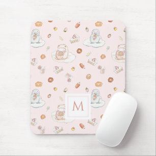 Schattige Schaap & Pinguïn Snoep Patroon Roze Mono Muismat