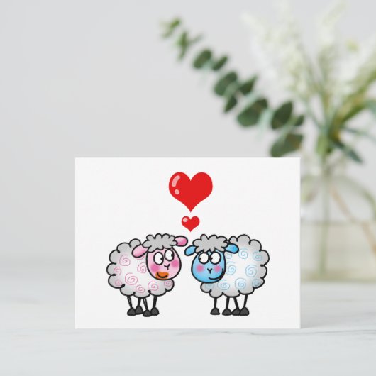 Schattige schaapskoppel met hart - Liefde Kaart (Staand voorkant)