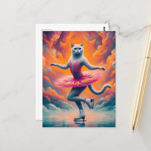 Schattige schaatskat briefkaart