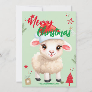 Schattige schapen RAM kerstman Kerstvakantie Famil Feestdagenkaart
