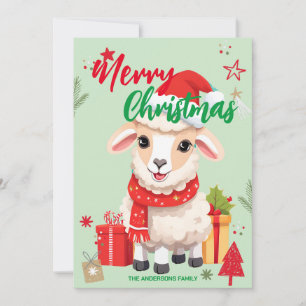 Schattige schapen RAM kerstman Kerstvakantie Famil Feestdagenkaart