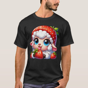 Schattige schapenlam aardbei fruit pet grillig t-shirt