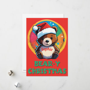 Schattige Schattig Kawaii Chibi Beer-y Kerst Beer Feestdagenkaart
