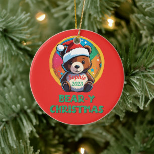 Schattige Schattig Kawaii Chibi Beer-y Kerst Beer Keramisch Ornament