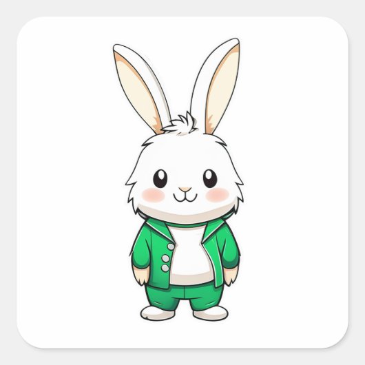 Schattige Schattig konijnendier Vierkante Sticker (Voorkant)
