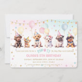 Schattige Schattig Pawty Dog Puppy Verjaardagsfees Kaart (Voorkant)