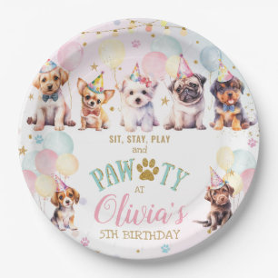 Schattige Schattig Puppy Dogs Ballonnen Verjaardag Papieren Bordje