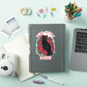 Schattige Schattigee Bloemen Zwarte Kat Puur Spook Sticker