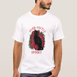 Schattige Schattigee Bloemen Zwarte Kat Puur Spook T-shirt