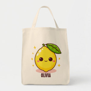 Schattige Schattigee gele citroen gepersonaliseerd Tote Bag