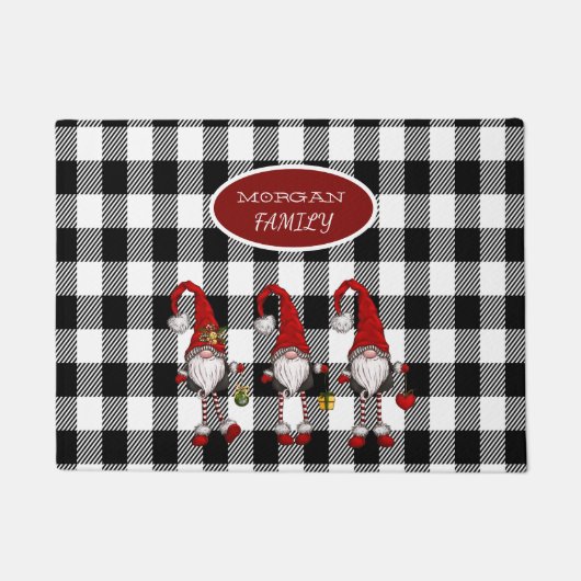 Schattige Schattigee Gnomen Buffalo Plaid Deurmat (Voorkant)