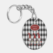 Schattige Schattigee Gnomen Buffalo Plaid Sleutelhanger (Voorkant Links)