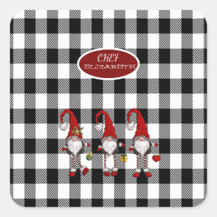 Schattige Schattigee Gnomen Buffalo Plaid Vierkante Sticker