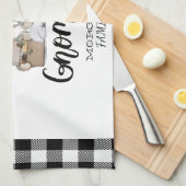 Schattige Schattigee Gnomen Zwart Buffel Plaid Theedoek (Quarter Fold)