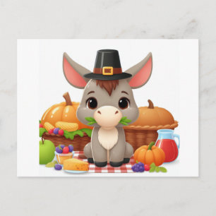 Schattige Schattigee Thanksgiving Donkey Briefkaart